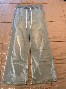 Maurices Light Blue Wide-Leg Drawstring Joggers